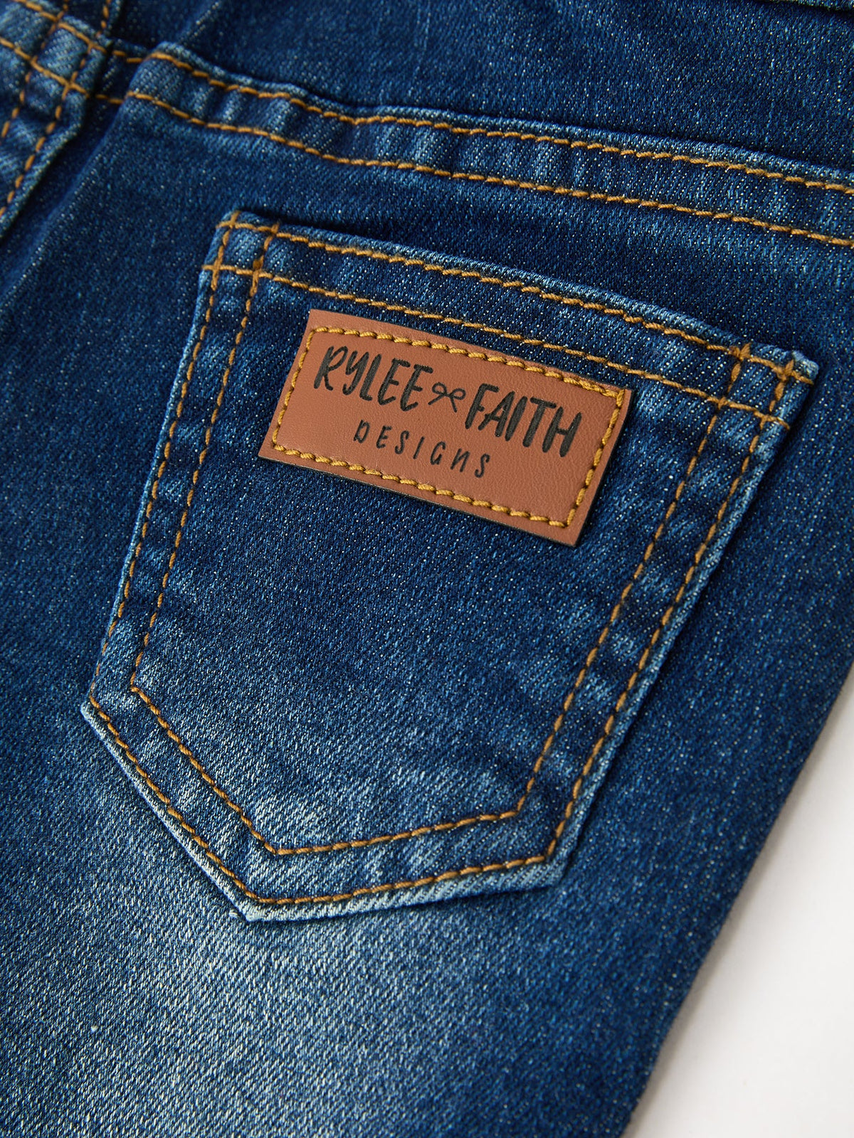 Girls Floral Appliqué Denim Bell Bottom Jeans