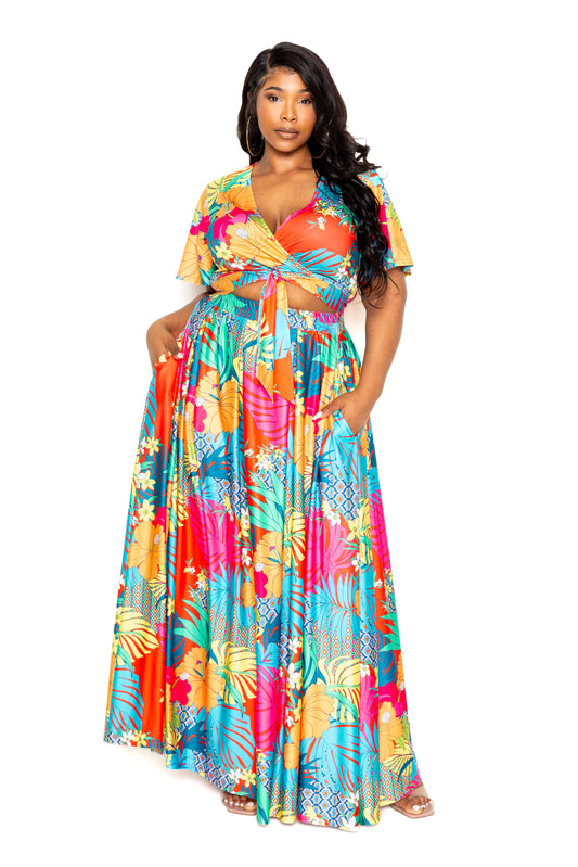 Tropical floral maxi set