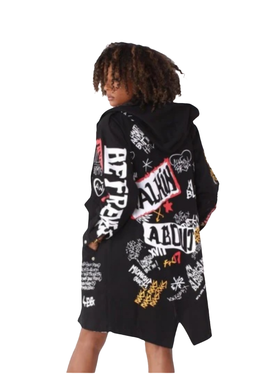 Graphite Writing,Hood Jacket