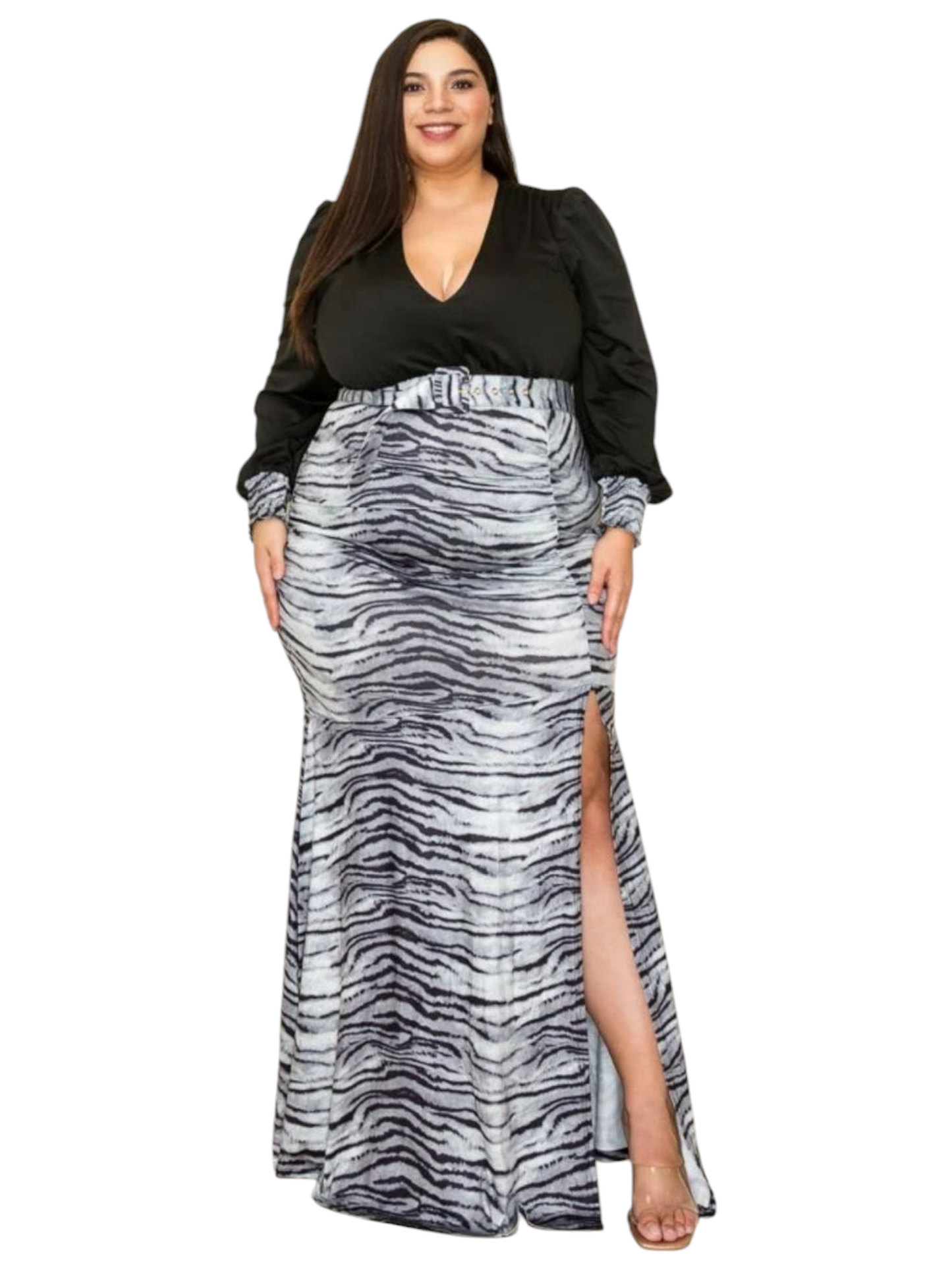 Venecia Zebra Belted Maxi