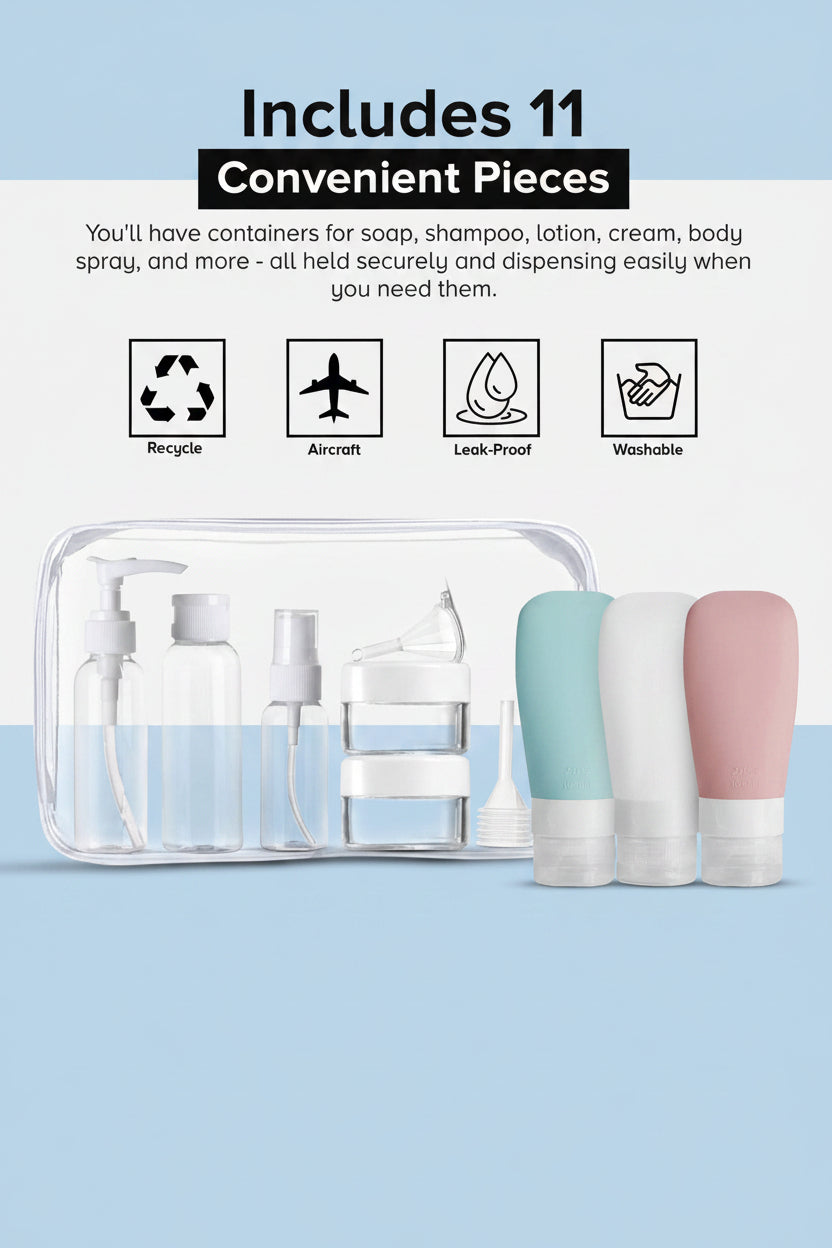11-Piece Portable Travel Bottle Set