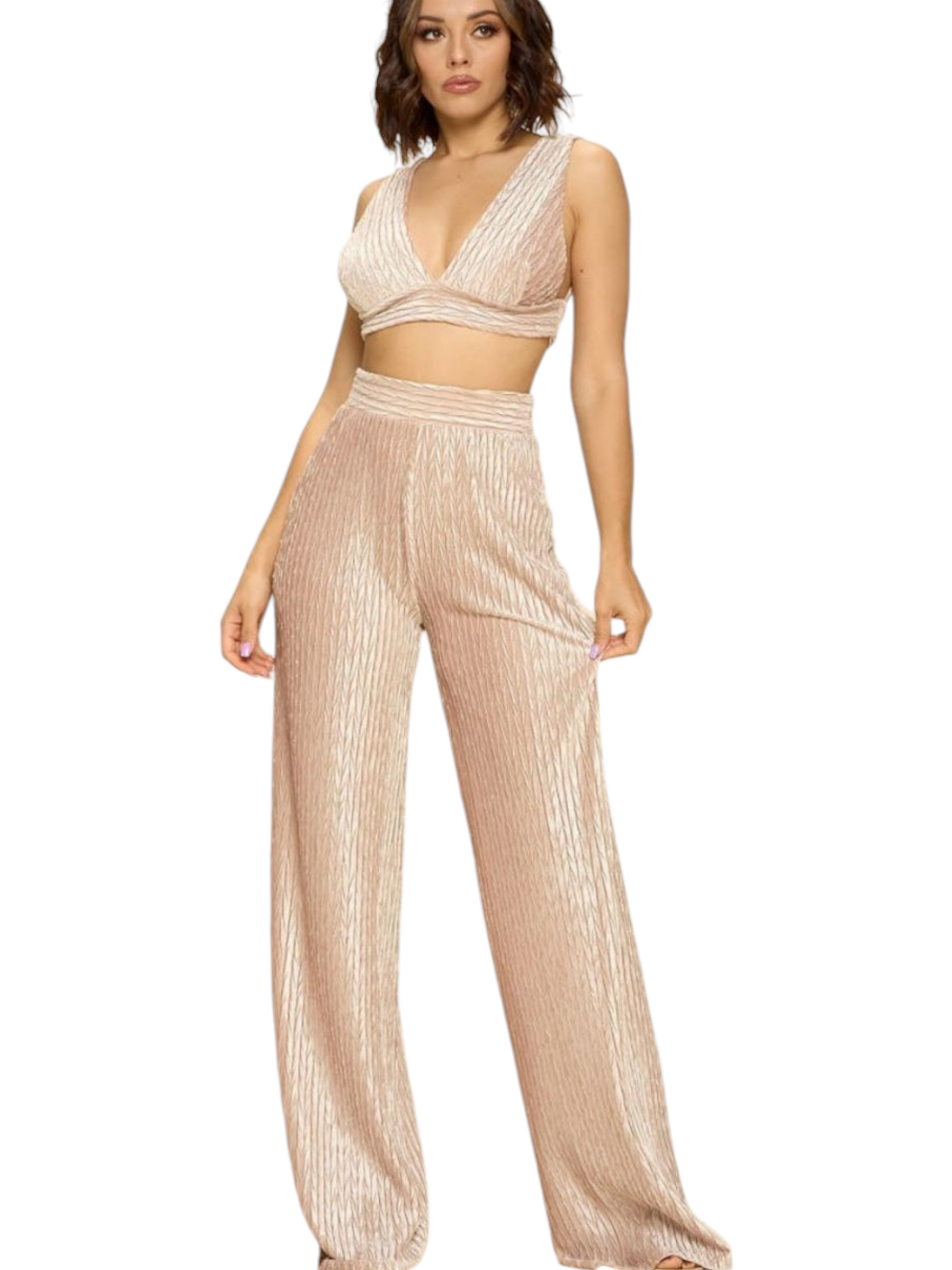 High Waist Palazzo Pants Set