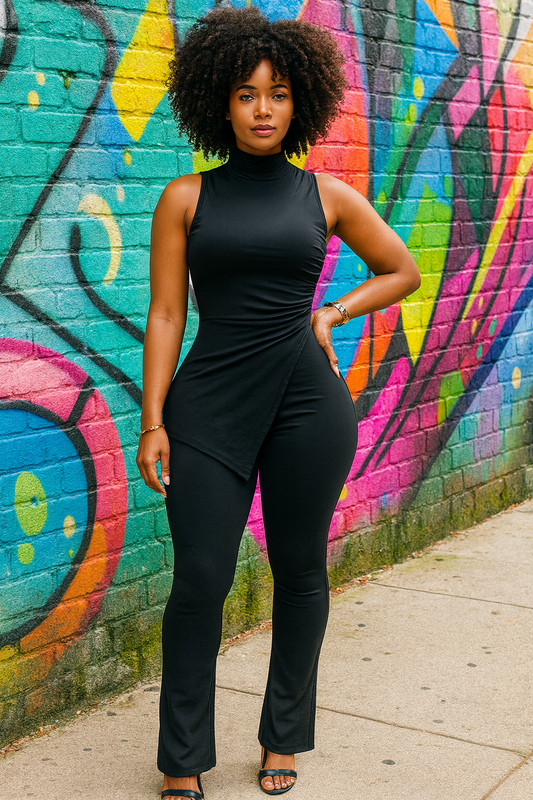 MOCK NECK & FLARE PANTSET