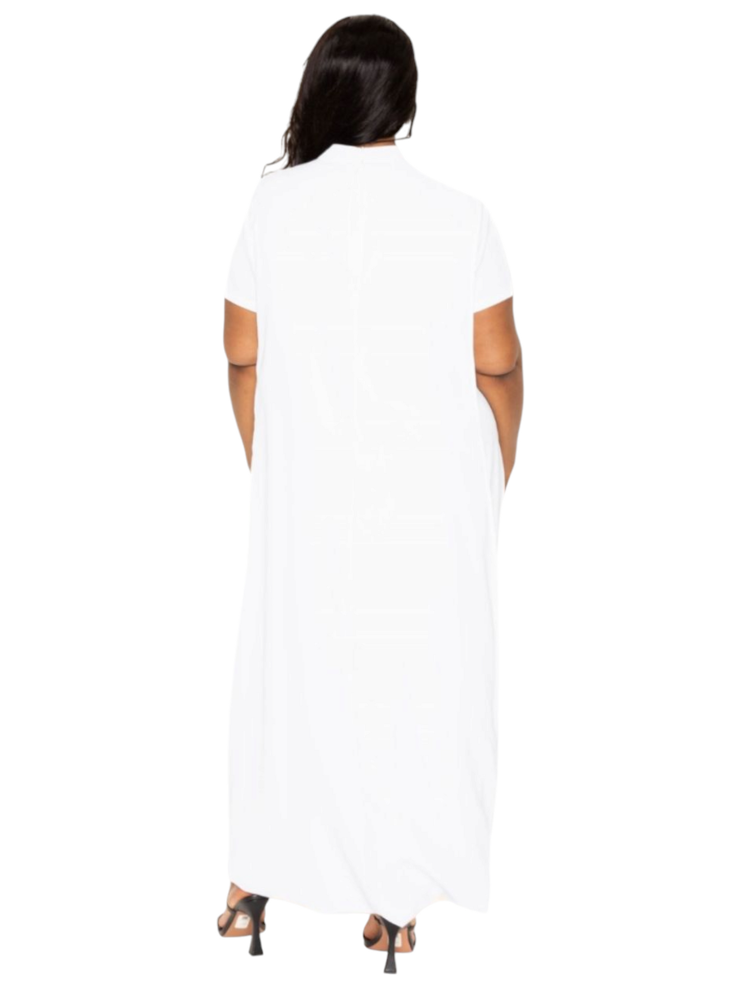 Mock neck back cape dress