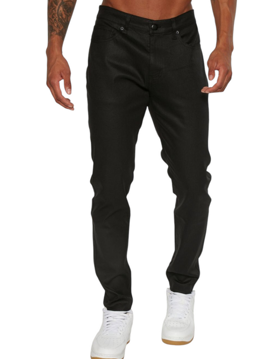 Waxed Slim Taper Jean - Black