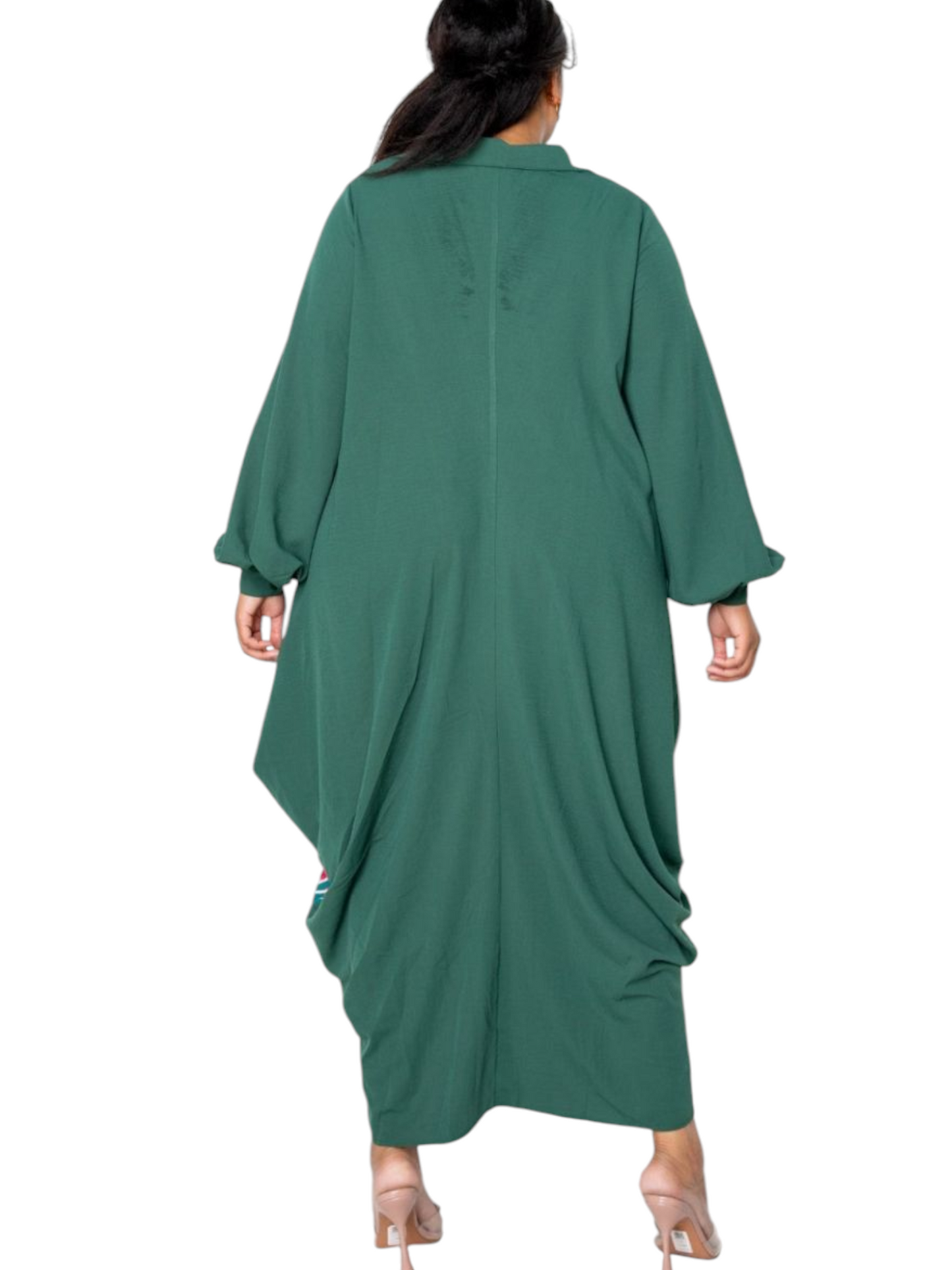 Print Drapy Shirt Maxi Dress