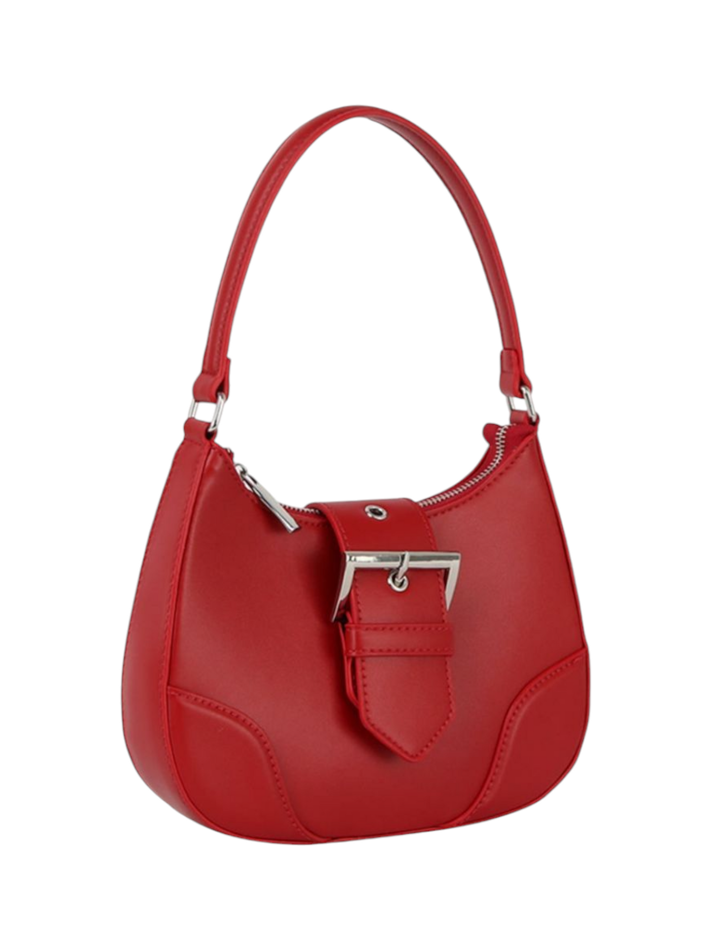 Buckle Curve Handle Shoulder Bag