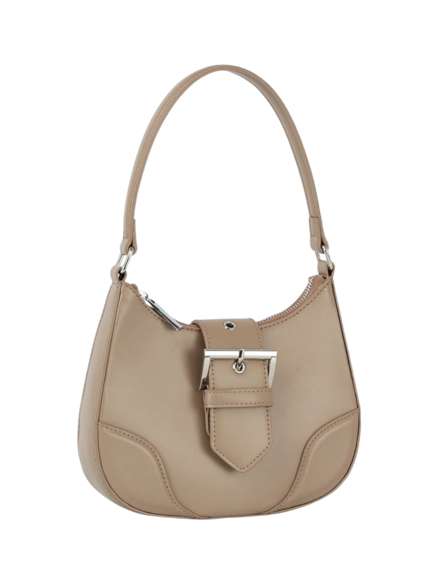 Buckle Curve Handle Shoulder Bag