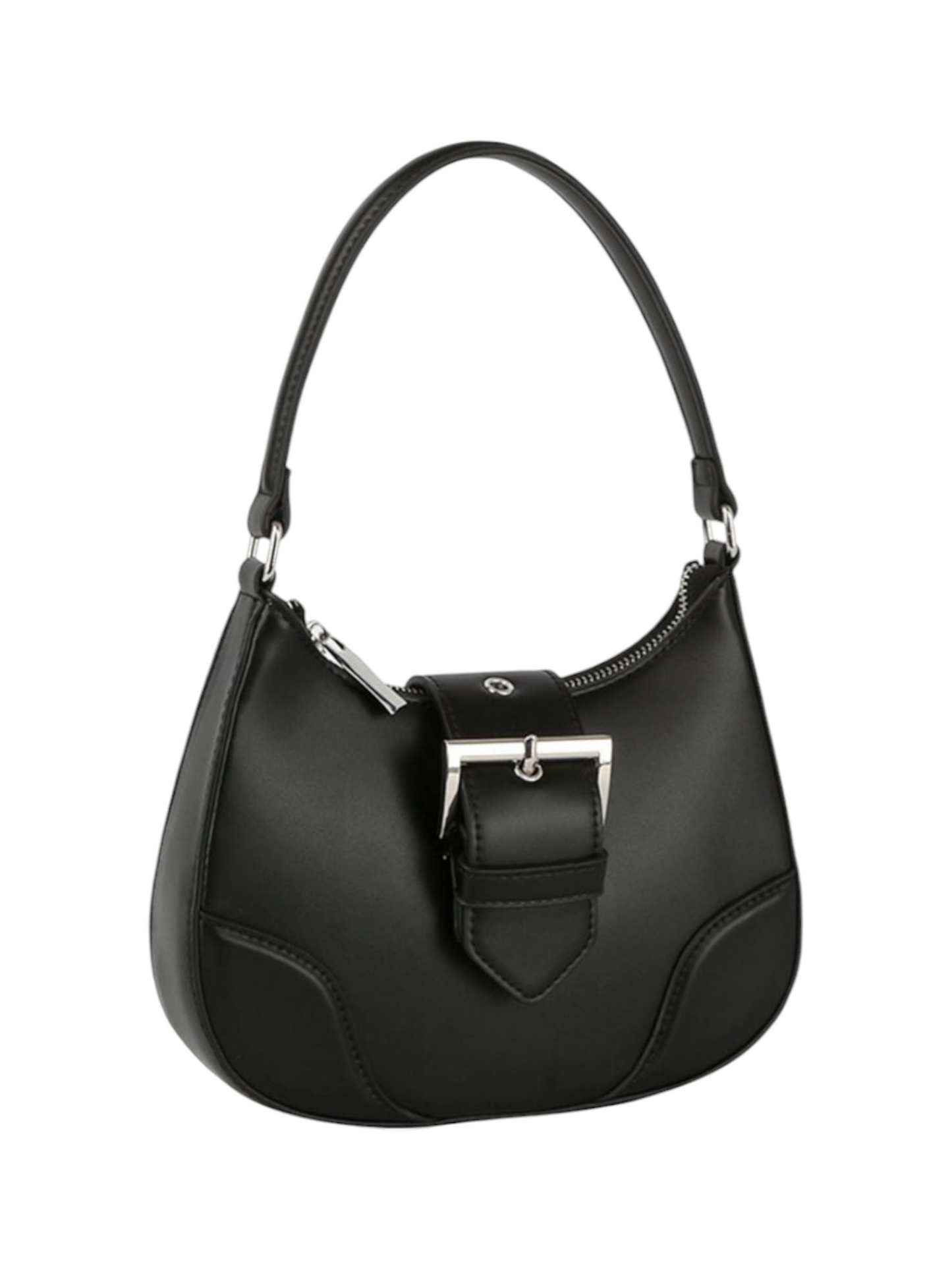 Buckle Curve Handle Shoulder Bag