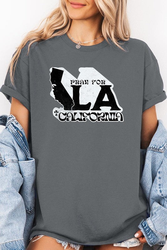 Pray for LA California Graphic Plus Heavy Cotton T