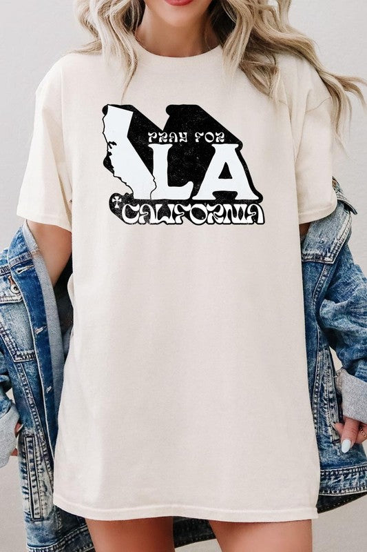 Pray for LA California Graphic Plus Heavy Cotton T