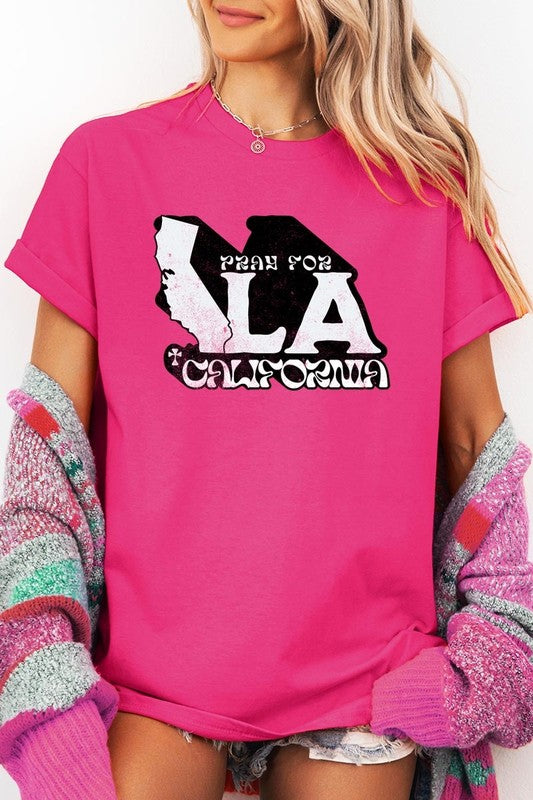 Pray for LA California Graphic Plus Heavy Cotton T