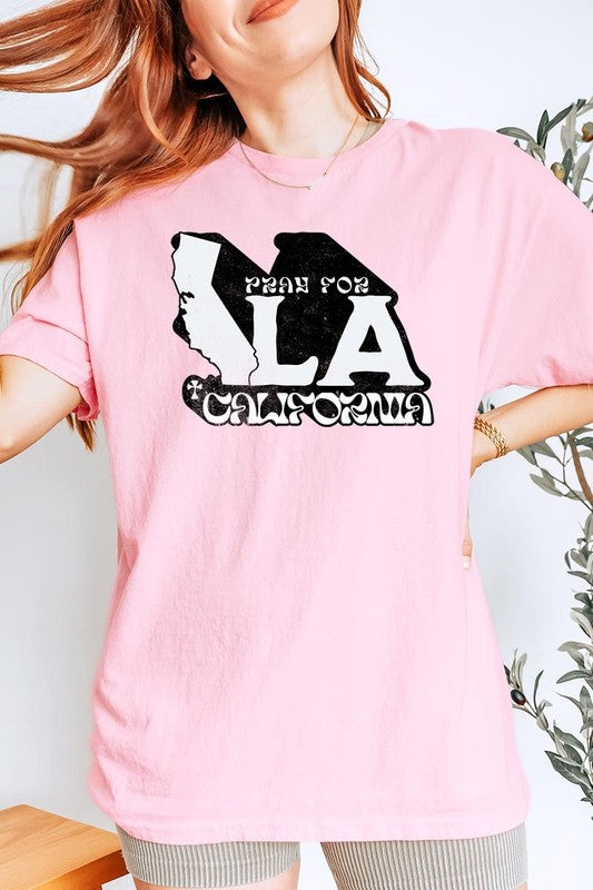 Pray for LA California Graphic Plus Heavy Cotton T