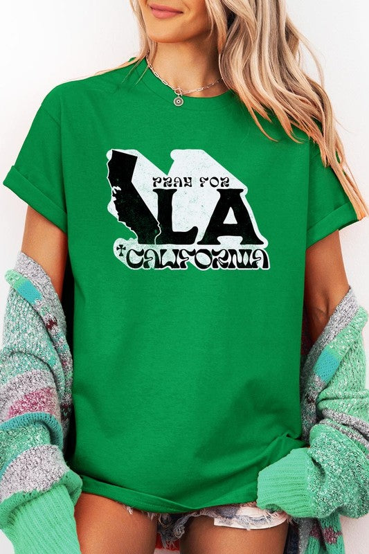 Pray for LA California Graphic Plus Heavy Cotton T