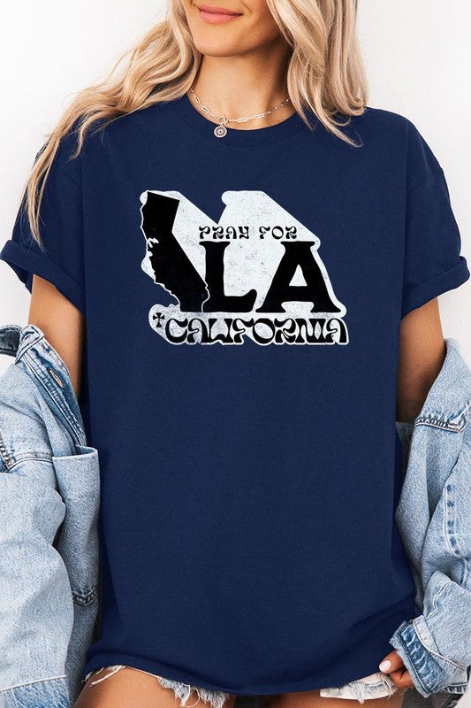 Pray for LA California Graphic Plus Heavy Cotton T