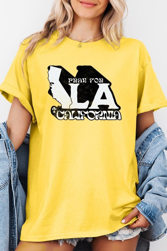 Pray for LA California Graphic Plus Heavy Cotton T