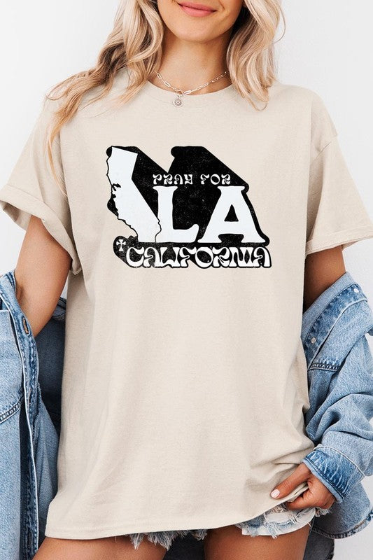 Pray for LA California Graphic Plus Heavy Cotton T