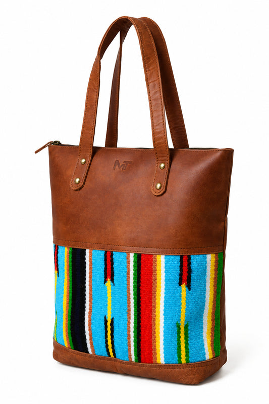 Multicoloured Leather Tote Bag