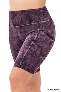 Mineral Wash Wide Waistband Pocket Leggings