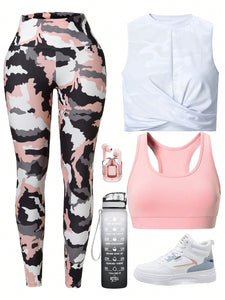 Yoga 3Pcs Camo Print Sports Set