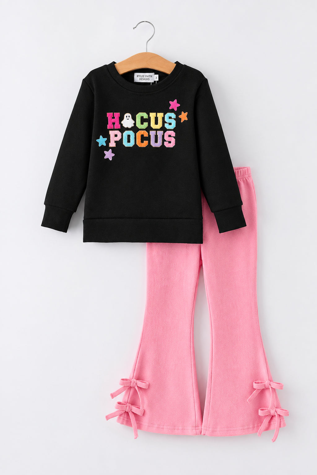 Halloween Black Top + Pink Bell Bottoms