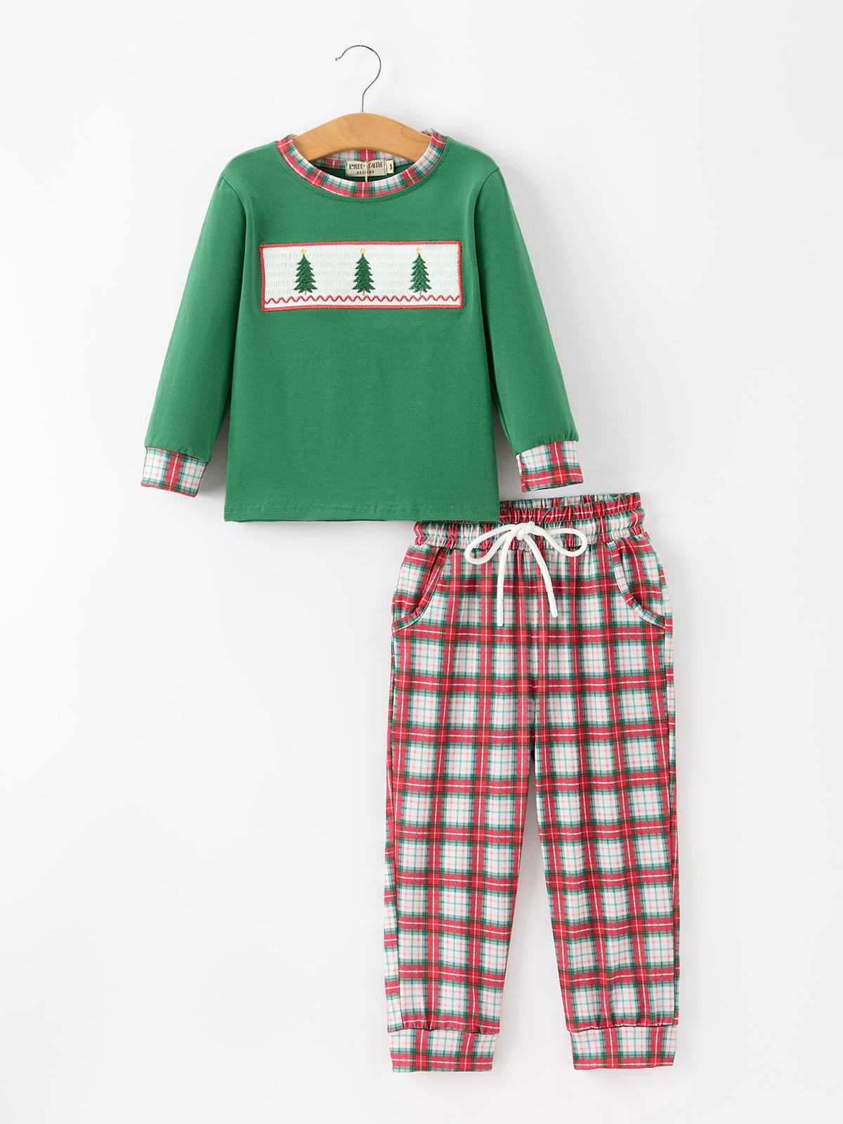 Plaid Boys Set Long Sleeve Top Pants