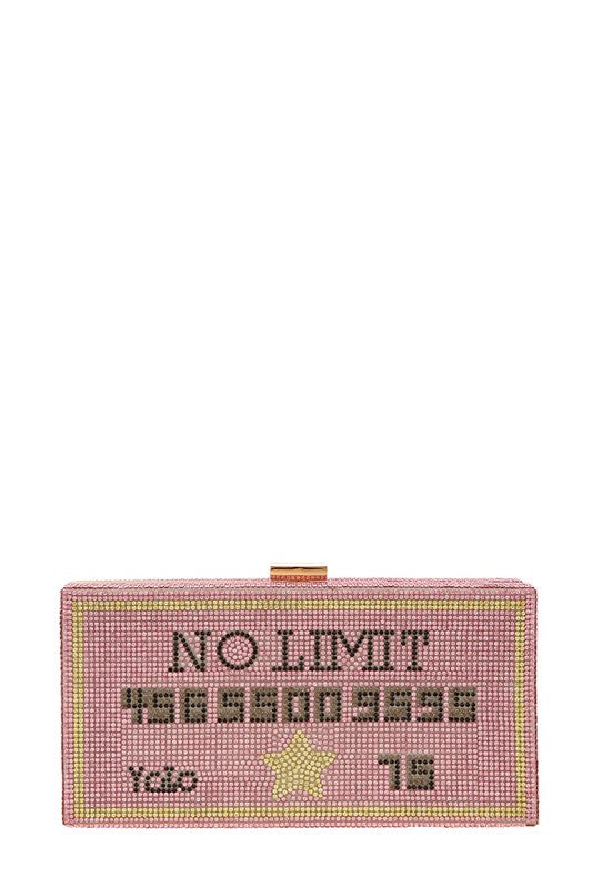 NO LIMIT YOLO Credit Card Rhinestone Clutch