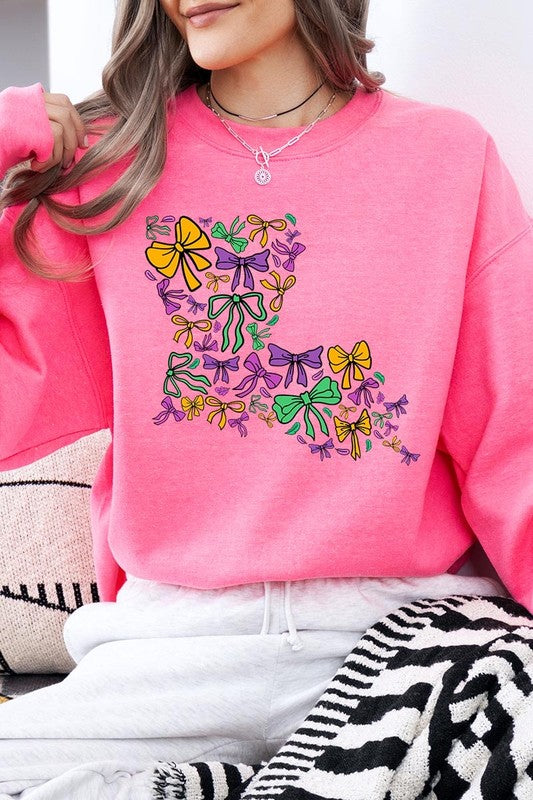 Louisiana Mardi Gras coquette Graphic Sweatshirt