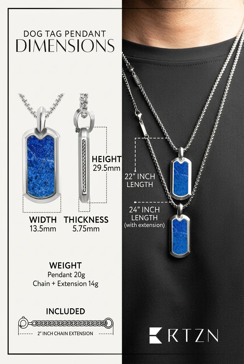 Lapis Lazuli Dog Tag Pendant Necklace