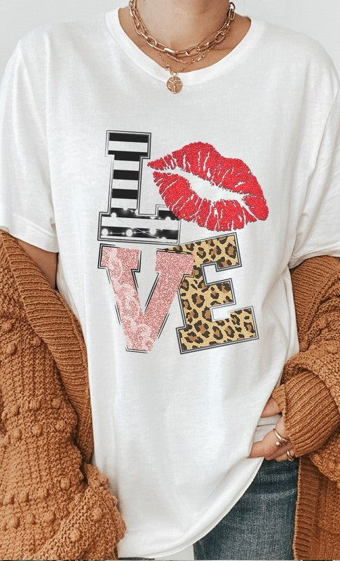 LOVE Multi Pattern Valentine PLUS SIZE Graphic Tee