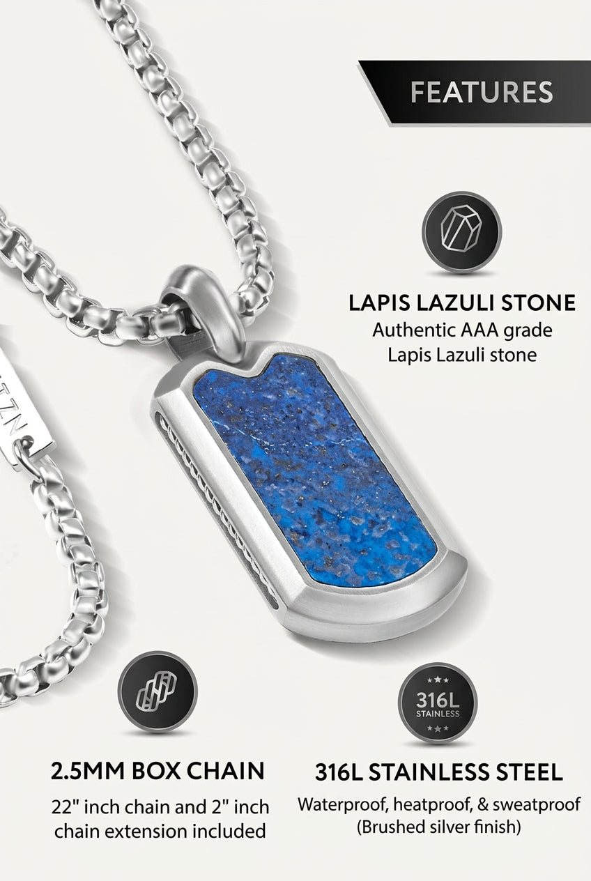 Lapis Lazuli Dog Tag Pendant Necklace