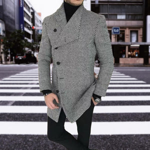 Lapel Single Breasted Slim Overcoat