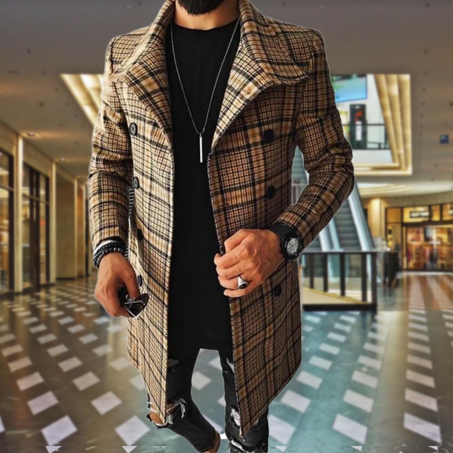 Lapel Single Breasted Slim Overcoat