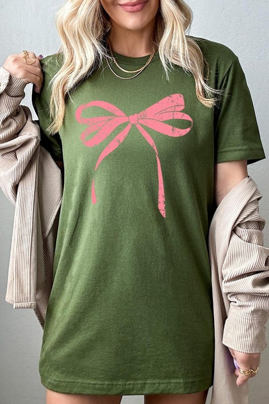 Pink Valentine Bow Graphic Plus Tee