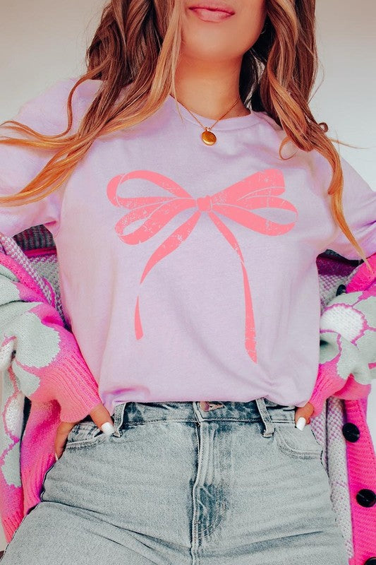 Pink Valentine Bow Graphic Plus Tee