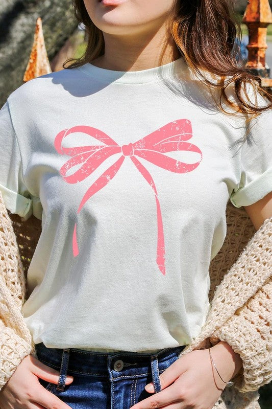 Pink Valentine Bow Graphic Plus Tee