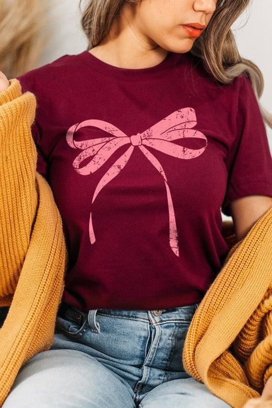 Pink Valentine Bow Graphic Plus Tee