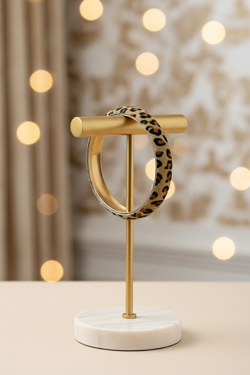 Animal Print Metal Bangle Bracelet