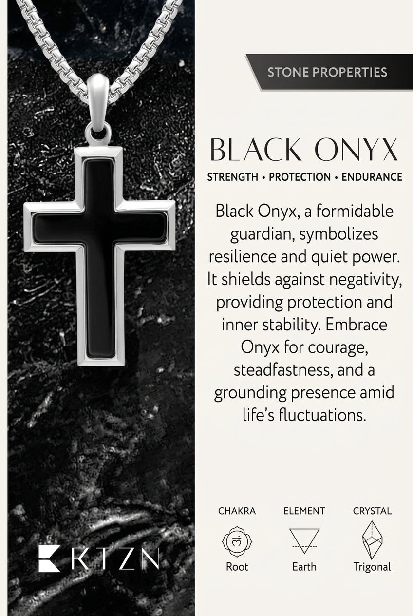 Black Onyx Cross Pendant Necklace