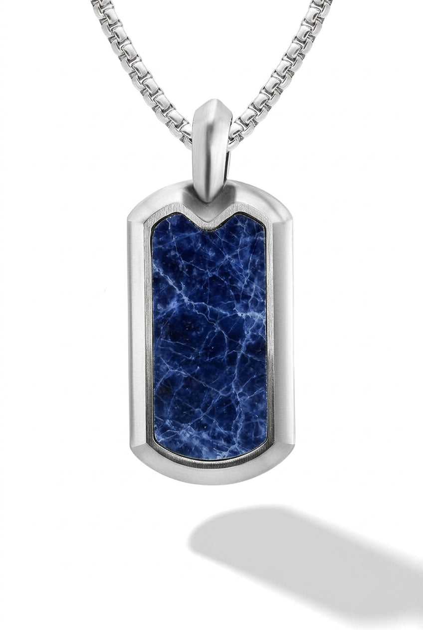 Lapis Lazuli Dog Tag Pendant Necklace