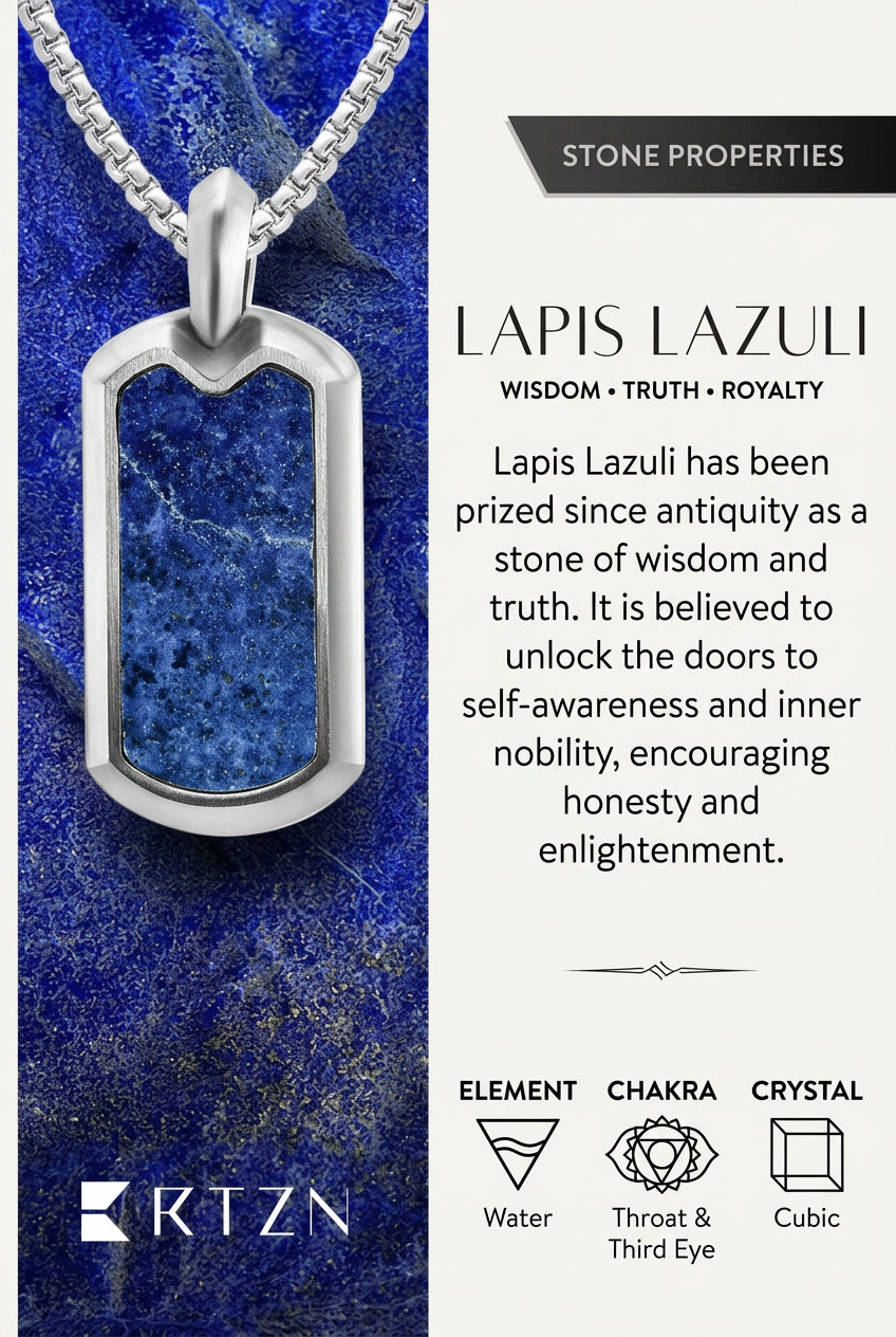 Lapis Lazuli Dog Tag Pendant Necklace