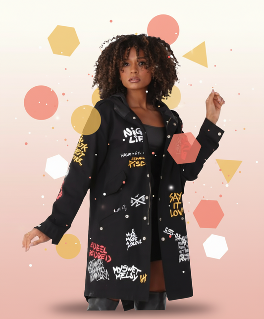 Graphite Writing,Hood Jacket