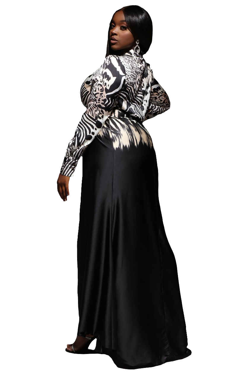 Long Sleeve Satin Maxi