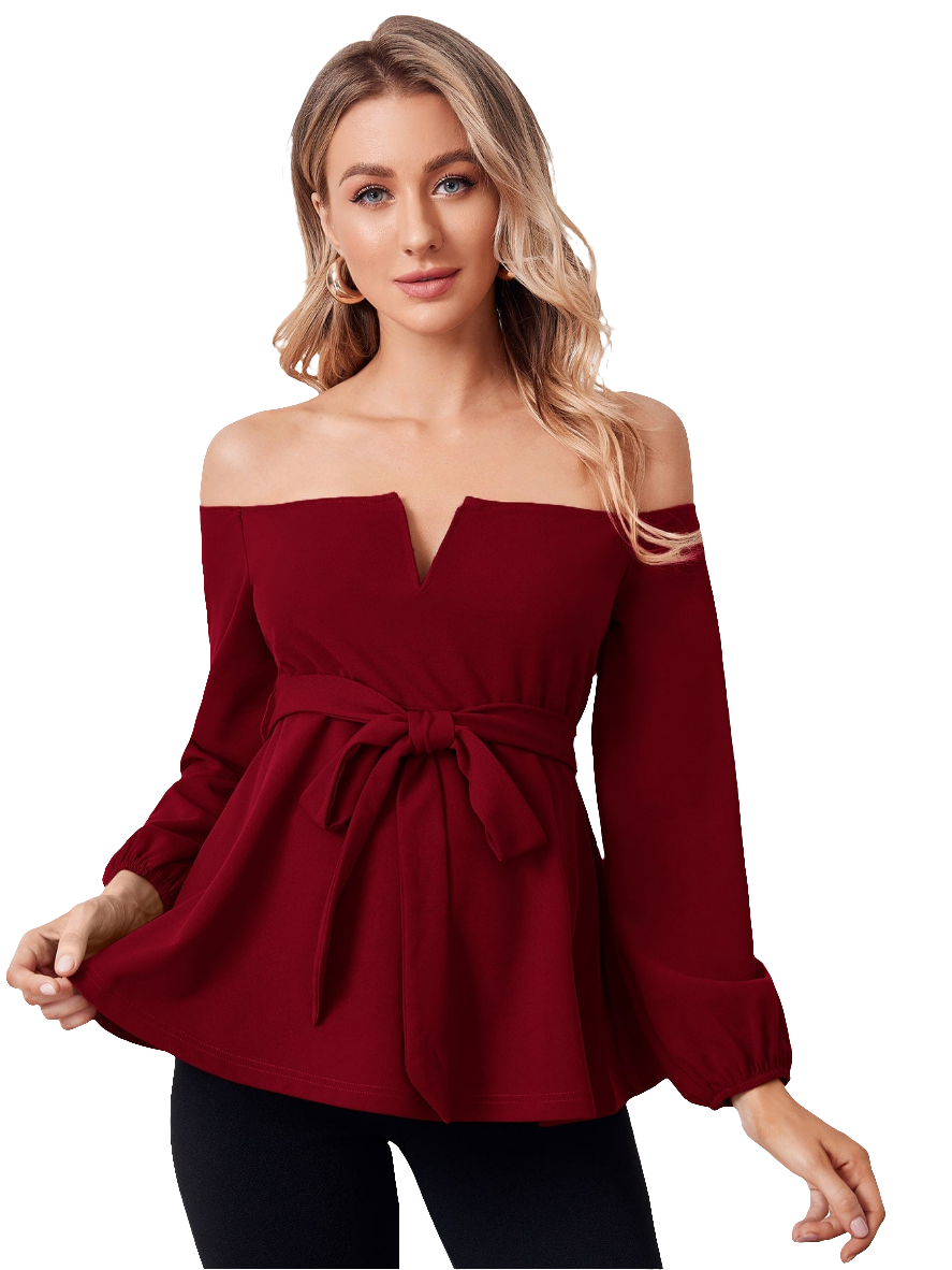 Off Shoulder Belted Top