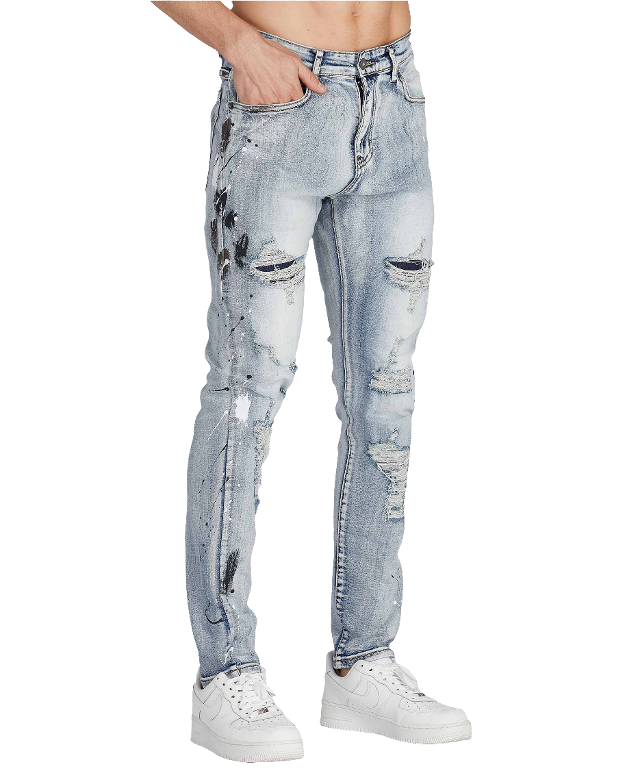 Distressed Blue Jeans