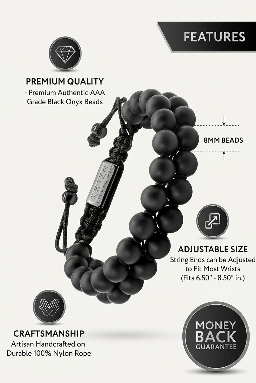 Black Onyx Beaded Bracelet - Morocco