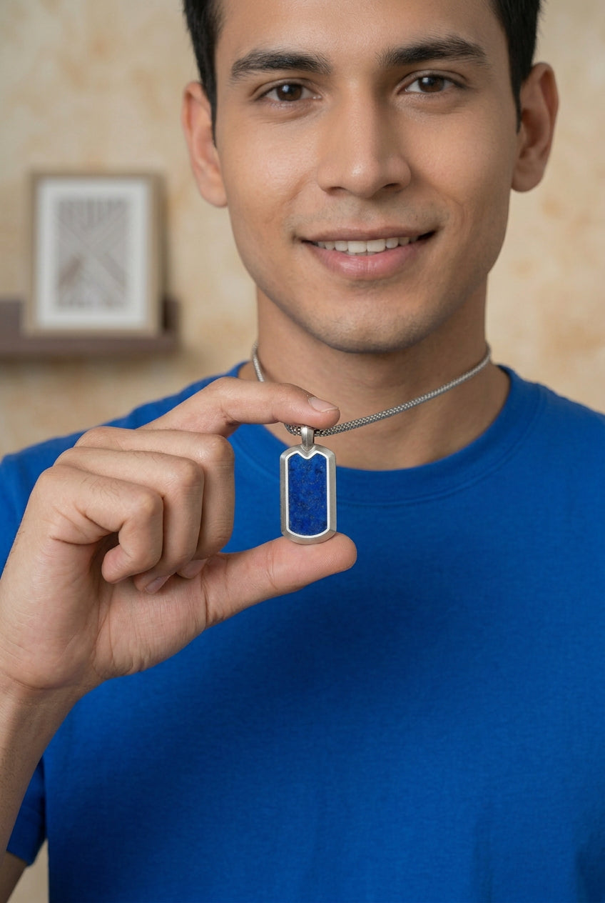 Lapis Lazuli Dog Tag Pendant Necklace