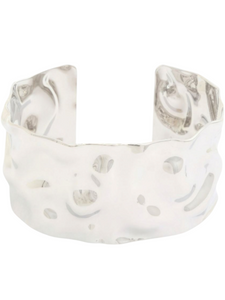 Wide Hammered Metal Cuff Bracelet