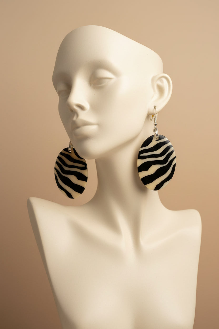 Zebra-Striped Resin Earring