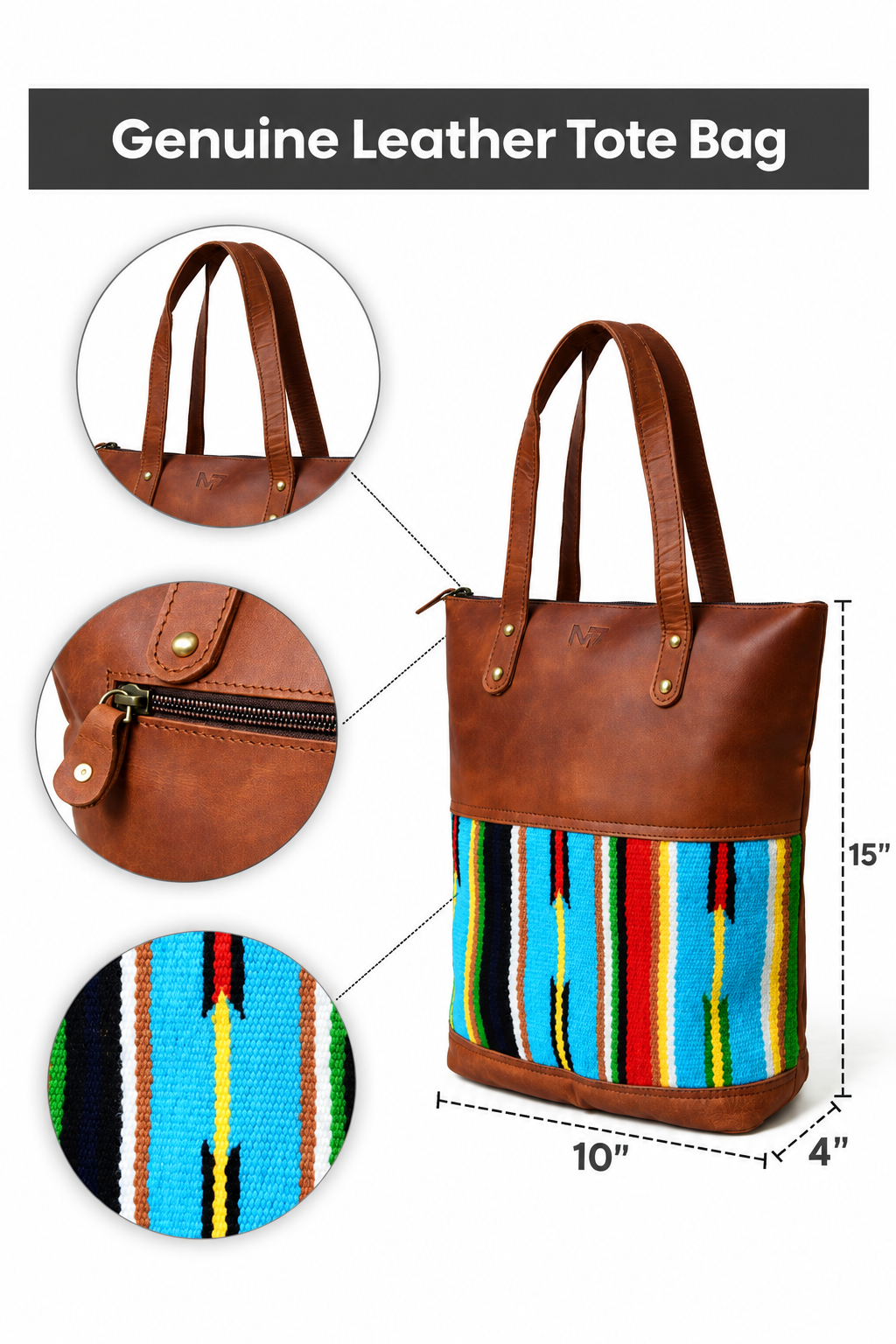 Multicoloured Leather Tote Bag
